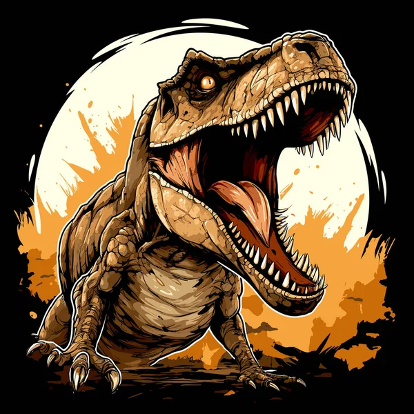 Jurassic World Retrato Dinosaurio Tyrannosaurus Rex Estilo Arte Pop Vectorial — Vector de stock
