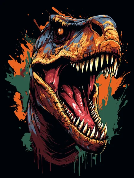Mundo Jurássico Retrato Dinossauro Tyrannosaurus Rex Estilo Arte Pop Vetorial —  Vetores de Stock