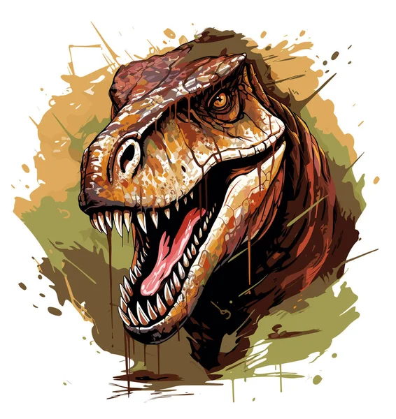 Jurassic World Tyrannosaurus Rex Dinosaur Portrait Vector Pop Art Style — Stock Vector