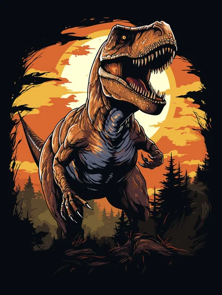 Jurassic World Tyrannosaurus Rex Dinosaur Portrait Vector Pop Art Style — Stock Vector