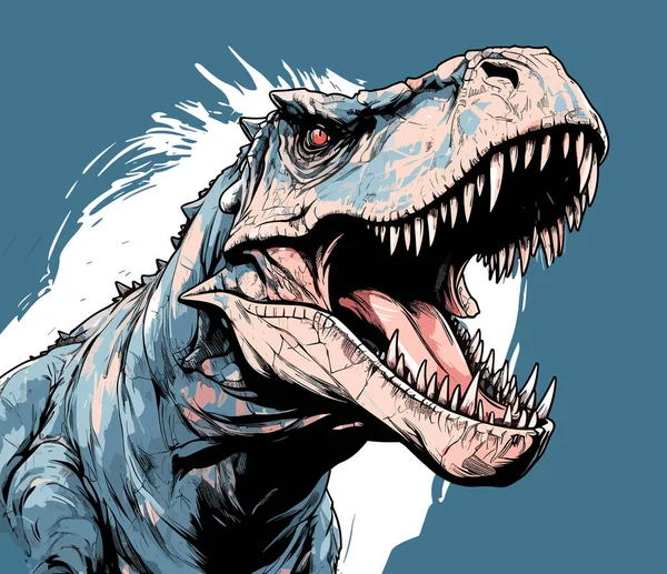 Jurasik Dünya Tyrannosaurus Rex Dinozor Portresi Poster Tişört Etiket Için — Stok Vektör