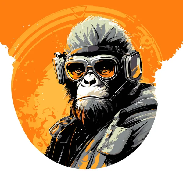 Soldado Macaco Fortuna Chimpanzé Uniforme Militar Estilo Arte Pop Vetorial — Vetor de Stock