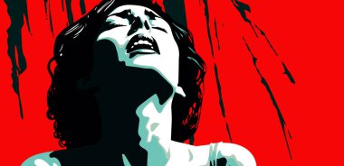 Akıl Sağlığı Konsepti. Genç nesil insanlarda yalnızlık ve depresyon. Vektör sanatında depresyonda olan genç bir kadının soyut grafik portresi.