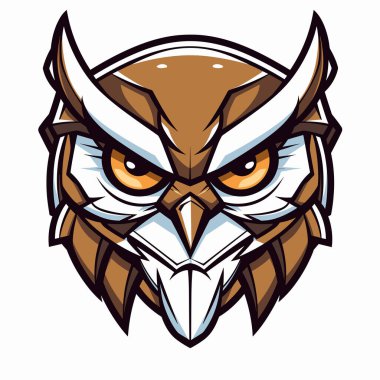 Minimalistic image of owl symbol of wisdom in vector art style isolated on white background. Template for logo, sticker, design element, etc. 