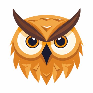 Minimalistic image of owl symbol of wisdom in vector art style isolated on white background. Template for logo, sticker, design element, etc. 