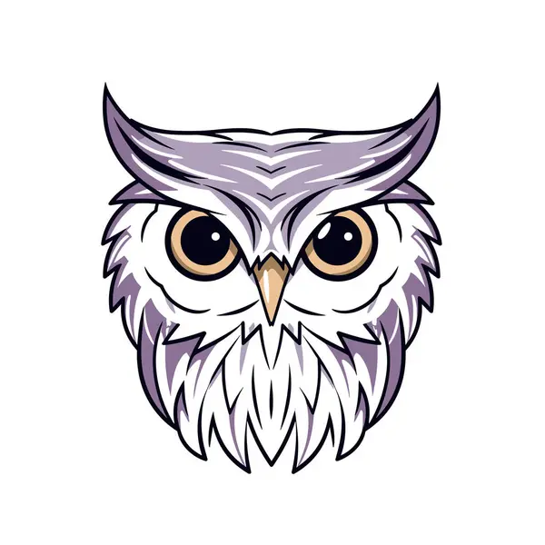 Minimalistic image of owl symbol of wisdom in vector art style isolated on white background. Template for logo, sticker, design element, etc. 