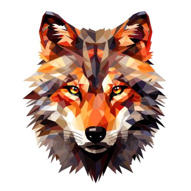 Dekoratif psikedelik vektör pop sanat tarzında bir kurt portresi. Poster, etiket, tişört baskısı, etiket vs. için şablon.