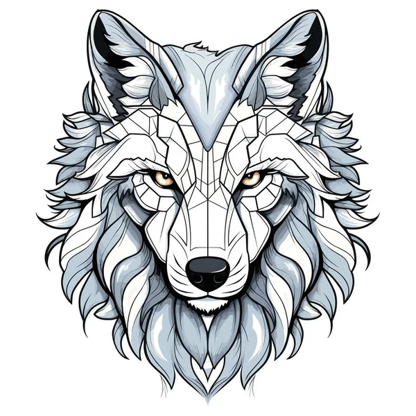 Dekoratif psikedelik vektör pop sanat tarzında bir kurt portresi. Poster, etiket, tişört baskısı, etiket vs. için şablon.