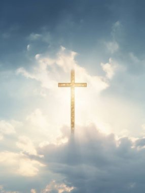 Bulutlarda haç, inanç ve umudun ışığını yayar. İnancın işareti..