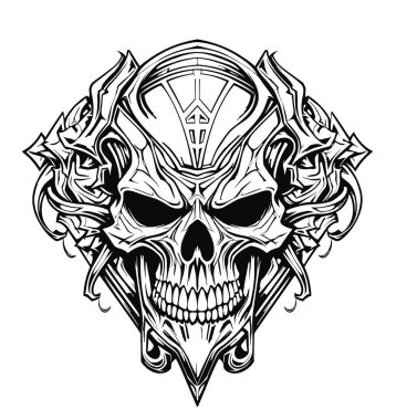 Psikedelik vektör populer sanat tarzında bir kafatası. Tişört baskısı, çıkartma, poster vs. için grafiksel tasarım.