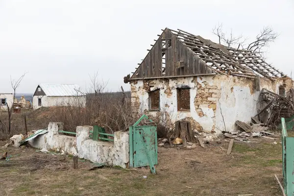 Mykolaiv Reg Ukraine Mars 2024 Guerre Ukraine Des Maisons Résidents — Photo