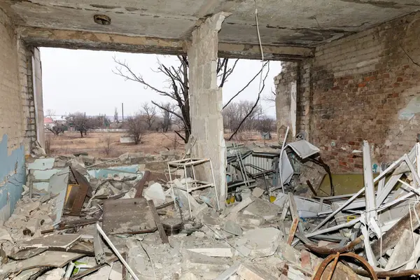 Siversk Donetsk Reg Ukraine Mars 2024 Hôpital Détruit Est Siversk — Photo