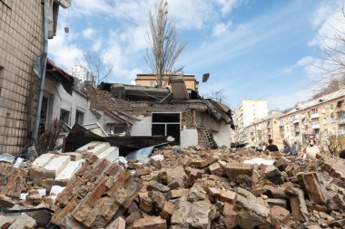 KYIV, UKRAINE - Mar. 30, 2024: Kyiv 'deki Mykhailo Boychuk Sanat Akademisi' nin binası bir füze saldırısıyla yıkıldı