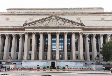 Washington DC, USA - Oct. 12, 2022: Archives of the United States of America. The National Archives Building is a stunning example of neoclassical architecture. clipart