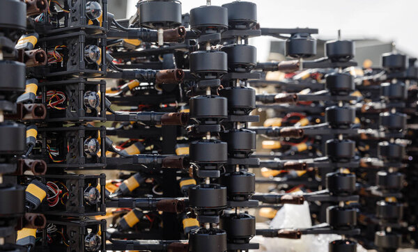 DONETSK Reg, UKRAINE - Aug. 29, 2024: Fpv drones before their transfer from Petro Poroshenko's foundation to Ukraine's armed forces