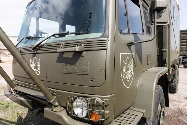 stock image DONETSK Reg, UKRAINE - Aug. 29, 2024: Mobile vehicle repair workshops on the basis of DAF vehicles before their dispatch to the troops