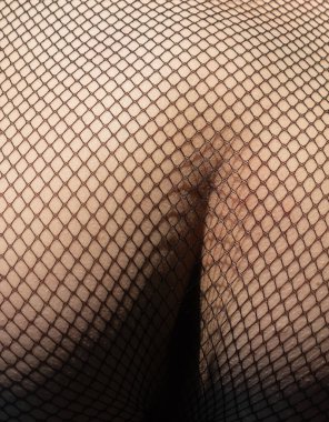 Kısmen balık ağı taytlarıyla kaplı genç bir kadın vücudu kırsal bir alanda zarifçe poz veriyor. Odak noktası, insan formunun güzelliği ve sanatsallığıdır..