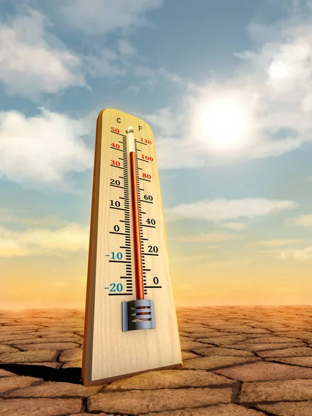 Steigende Temperaturen Aufgrund Der Globalen Erwärmung Digitale Illustration Rendering — Stockfoto