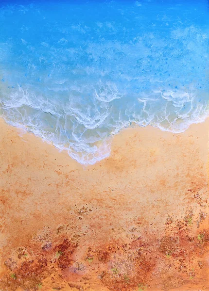 Скульптурна Картина Піщаного Пляжу Оригінальний Змішаний Живопис Папері — стокове фото