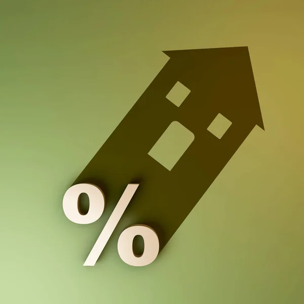Steigende Zinsen Auf Dem Immobilienmarkt Digitale Illustration Rendering Stockbild