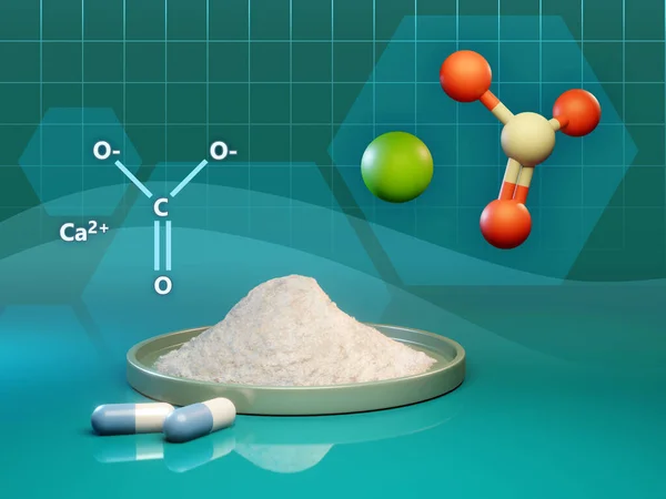 Calcium Carbonate Molecule Formula Diagram Digital Illustration Render — Stock Photo, Image