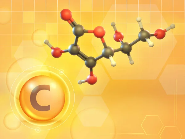Діаграма Молекули Вітаміну Цифрова Ілюстрація Рендеринг — стокове фото