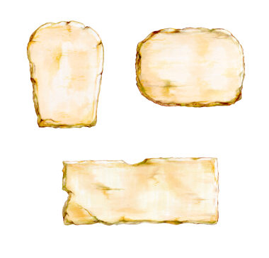 Farklı şekil ve boyutlarda taş tabletler. Kağıt üzerinde geleneksel illüstrasyon, benim kendi sanatım..