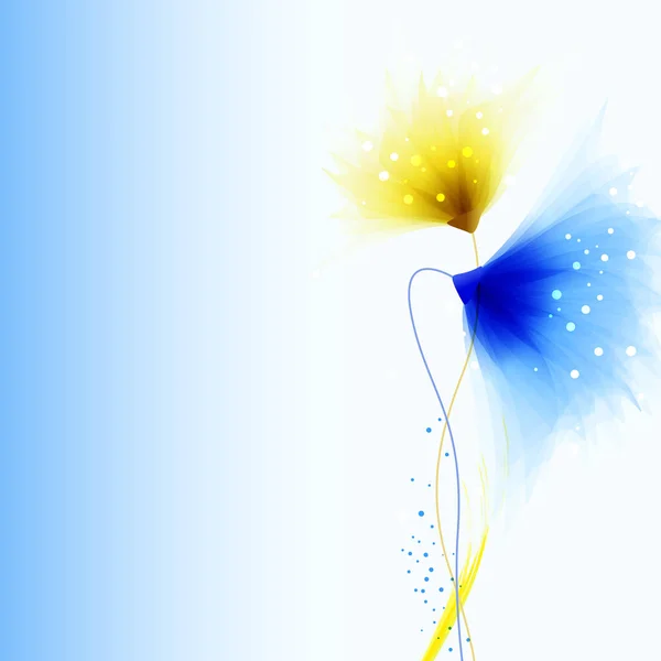 Sarı Mavi Çiçekli Vektör Arkaplanı — Stok Vektör