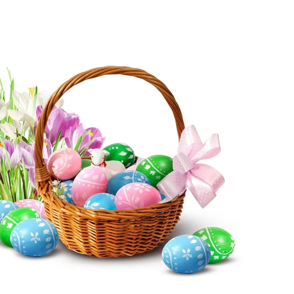 Huevos Pascua Azafranes Aislados Sobre Fondo Blanco Decoración Pascua — Foto de Stock