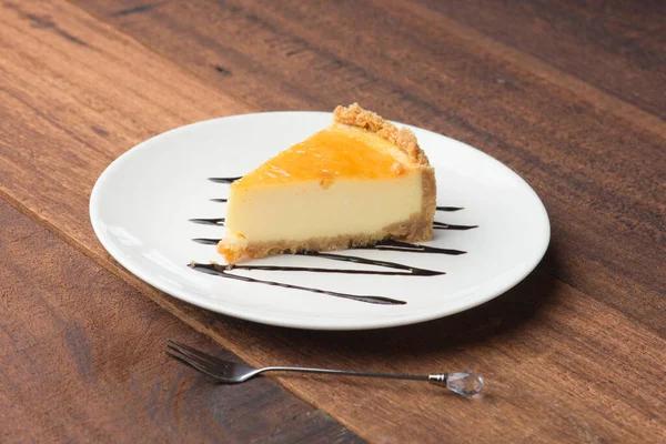 Slice Cheese Cake Dark Background — Stock Photo, Image