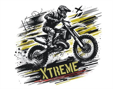 Motokros aşırı motorcu vektör çizimi