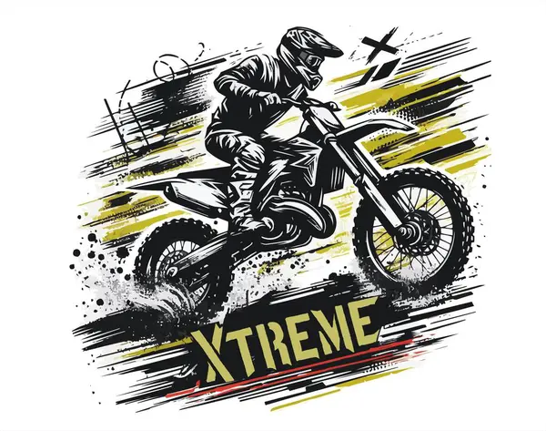 Motokros aşırı motorcu vektör çizimi