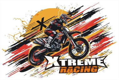 Motokros spor sürücüsü grafik tasarımı.