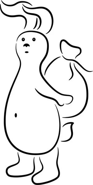 Кролик Сумкой Изолированный Симпатичный Животный Силуэт — стоковый вектор