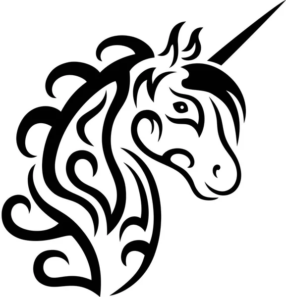 Illustrazione Tatuaggio Testa Unicorno Isolato — Vettoriale Stock
