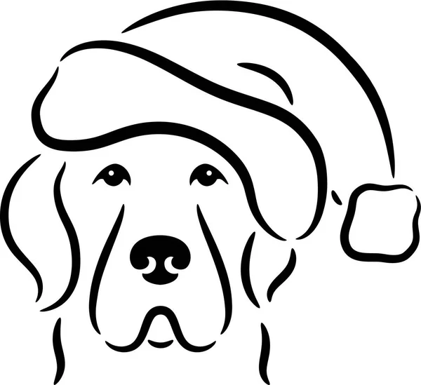 Ilustración Perro Sombrero Navidad Aislado — Vector de stock