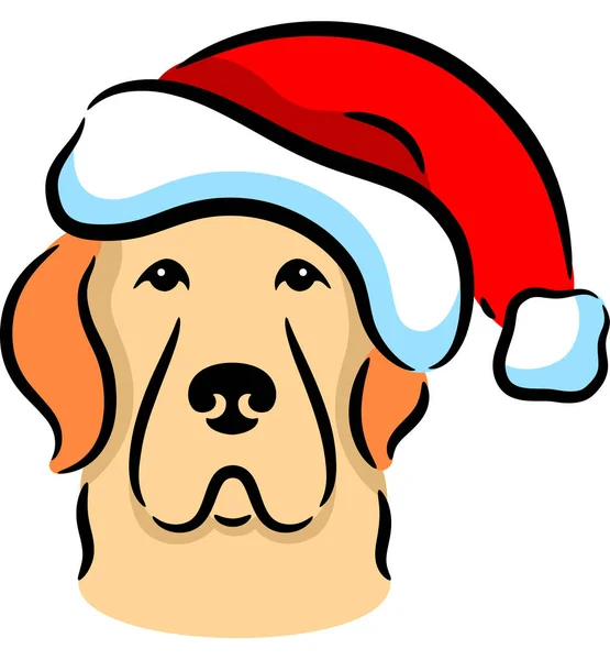 Απεικόνιση Σκύλου Χριστουγεννιάτικο Καπέλο Απομονωμένο — Διανυσματικό Αρχείο