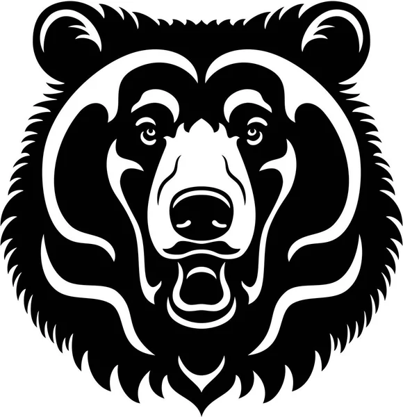 熊の飼育 猛烈に熊頭 熊のシルエット タトゥーアートスタイル — ストックベクタ