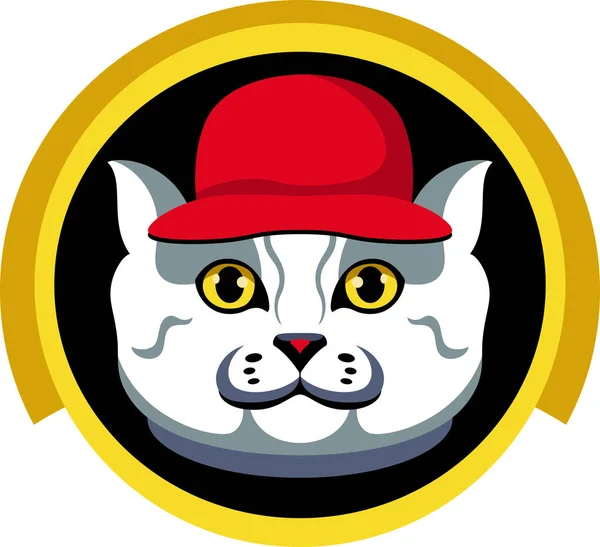 Γάτα Κόκκινο Καπάκι Λογότυπο Απομονωμένη — Διανυσματικό Αρχείο
