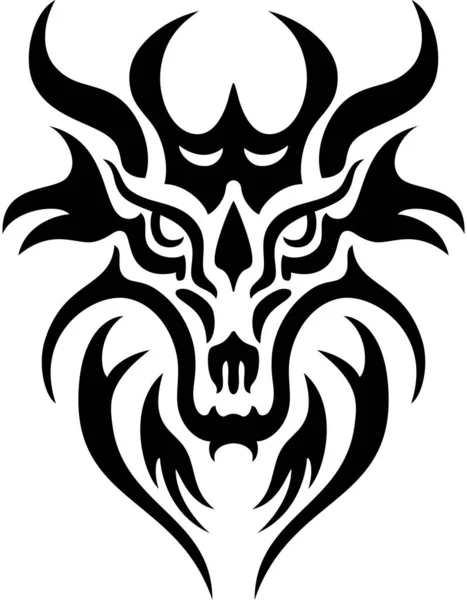 Fekete Ördög Törzsi Tetoválás Elszigetelt — Stock Vector