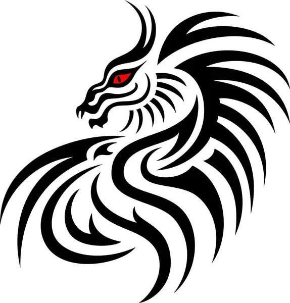 Tatuagem Tribal Dragão Preto Isolado —  Vetores de Stock