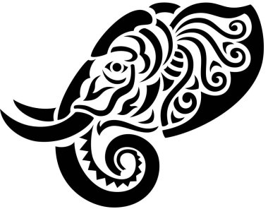 Süslü Hint fili dövmesi, izole. Dövme sanatı tarzı