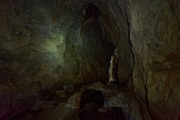 Dentro Caverna Cetatile Ponorului Profundamente Dentro Sistema Cárstico Com Rios — Fotografia de Stock