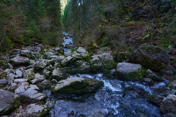 石灰岩山上的岩溶泉产生的河流 — 图库照片