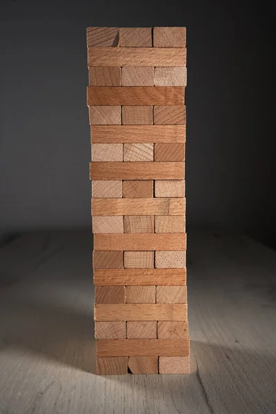 Stack Wooden Blocks Game Jenga Table — Stock Photo, Image