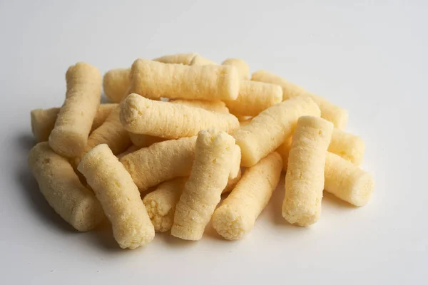Puff Crisps Snacks Isolated White Background Unhealthy Food — Stock Photo, Image