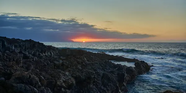 Sonnenuntergang Von Teneriffa Kanarische Inseln Spanien Atlantischen Ozean Ein Lebhaftes — Stockfoto