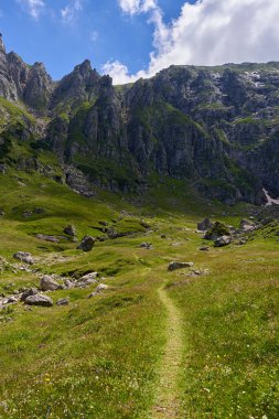 Dağlarda yaz günü, güzel bir yerde manzaralı manzara