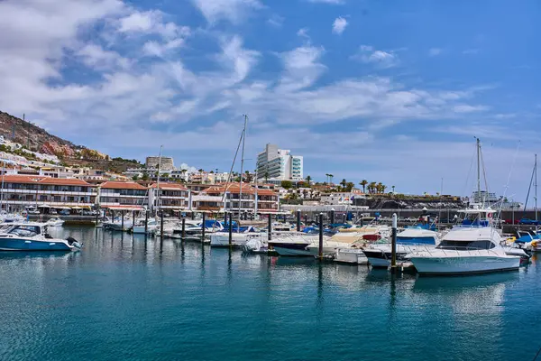 İspanya, Kanarya Adaları, Tenerife, Los Gigantes Limanı 6 Haziran 2025: Los Gigantes marinasında demirlemiş bir tur botu