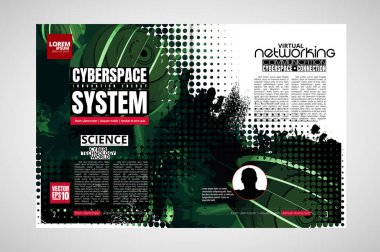 Kullanıma hazır teknoloji konulu broşür, kitap veya sunum modeli, düzenlenmesi kolay vektör illüstrasyonu